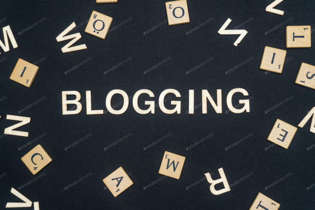 blogging written with letters around it